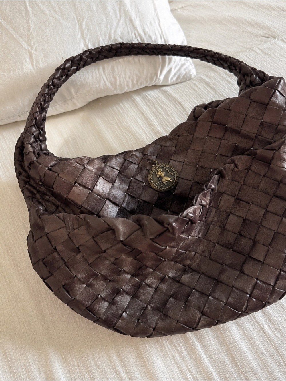 Dragon Diffusion Woven Shoulder Bag in Dark Brown - Picture 3 of 4